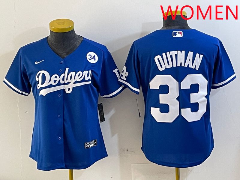 Women Los Angeles Dodgers 33 Outman Blue Game 2025 Nike MLB Jersey style 7